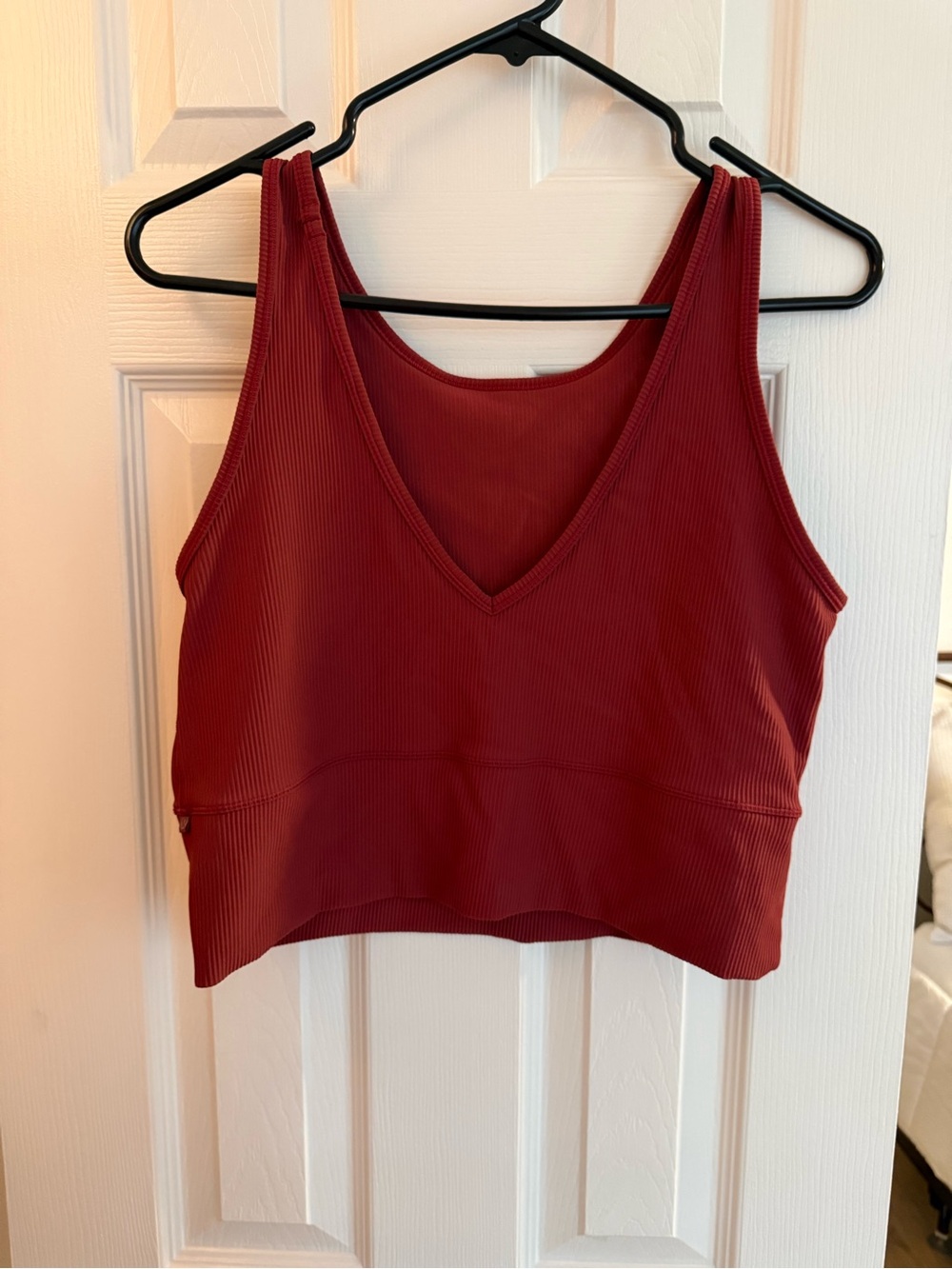 Ribbed high neck/ V-Neck Crop Tank - Deep Wine Red